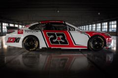 Jordan's NASCAR Toyota Camry shown with #23 and Bulls colors image