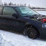 Quad-turbo, tank-tracked Honda Civic is a snowmobile on steroids image