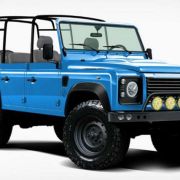 This classic Defender is actually a Jeep Wrangler image
