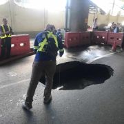 DPWH: Sales Road sinkhole likely formed due to man-made causes image