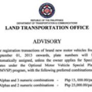 LTO advisory assures plate availability, requires payment for choice of plate end digit image