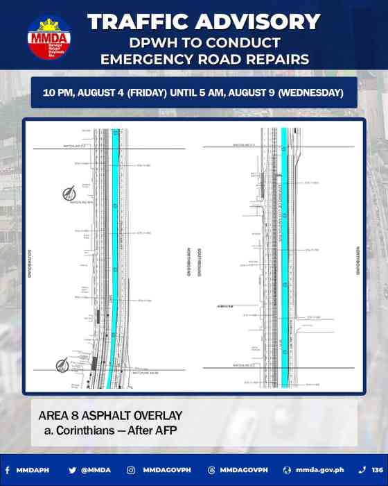 DPWH to conduct emergency repairs on EDSA starting Aug 4 image