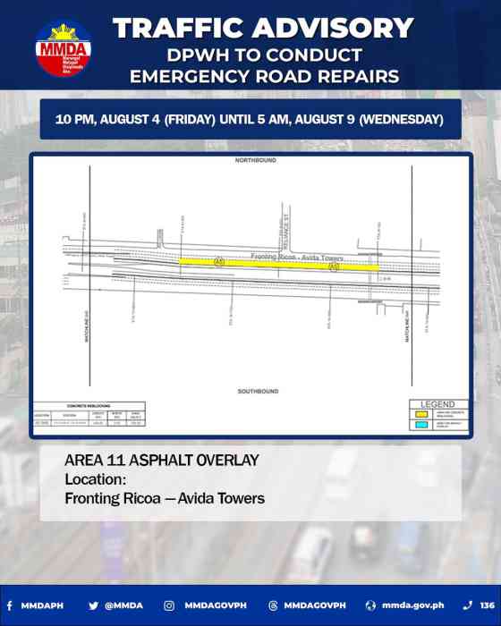 DPWH to conduct emergency repairs on EDSA starting Aug 4 image