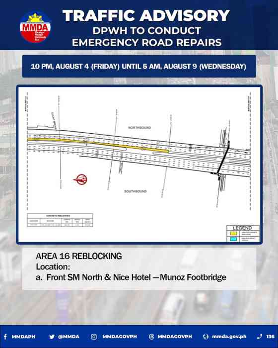 DPWH to conduct emergency repairs on EDSA starting Aug 4 image
