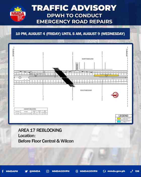 DPWH to conduct emergency repairs on EDSA starting Aug 4 image