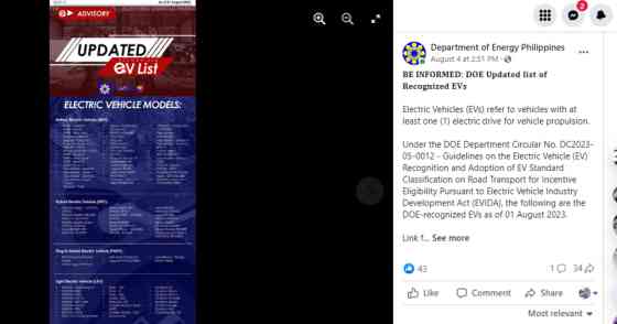 No mild hybrids in DOE's EV, BEV, PHEV list image