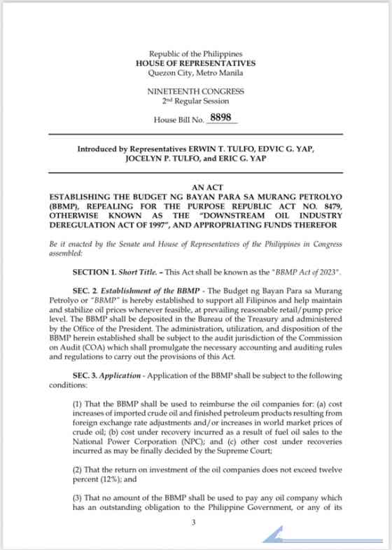 Congress want PH gov't to retake control of fuel prices image