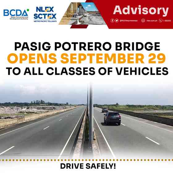 Pasig Potrero Bridge on SCTEX reopens Sept 29, 2023 image