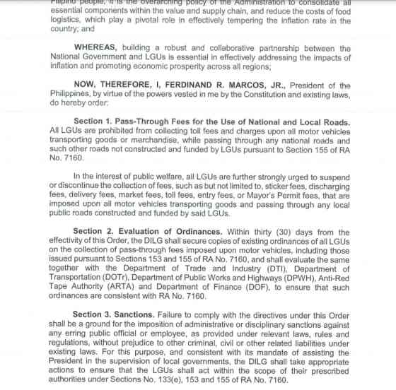 PBBM signs order prohibiting the collection of pass-through fees image