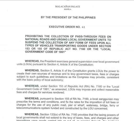 PBBM signs order prohibiting the collection of pass-through fees image