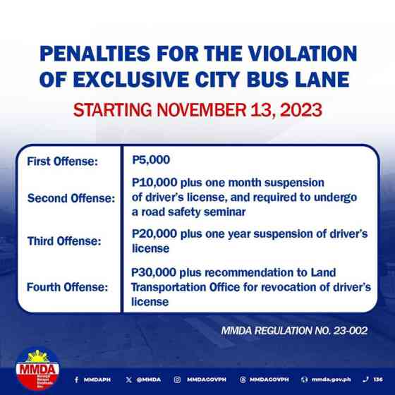 PHP 5K to 30K Bus Lane violation fine starts Nov 13, 2023 image