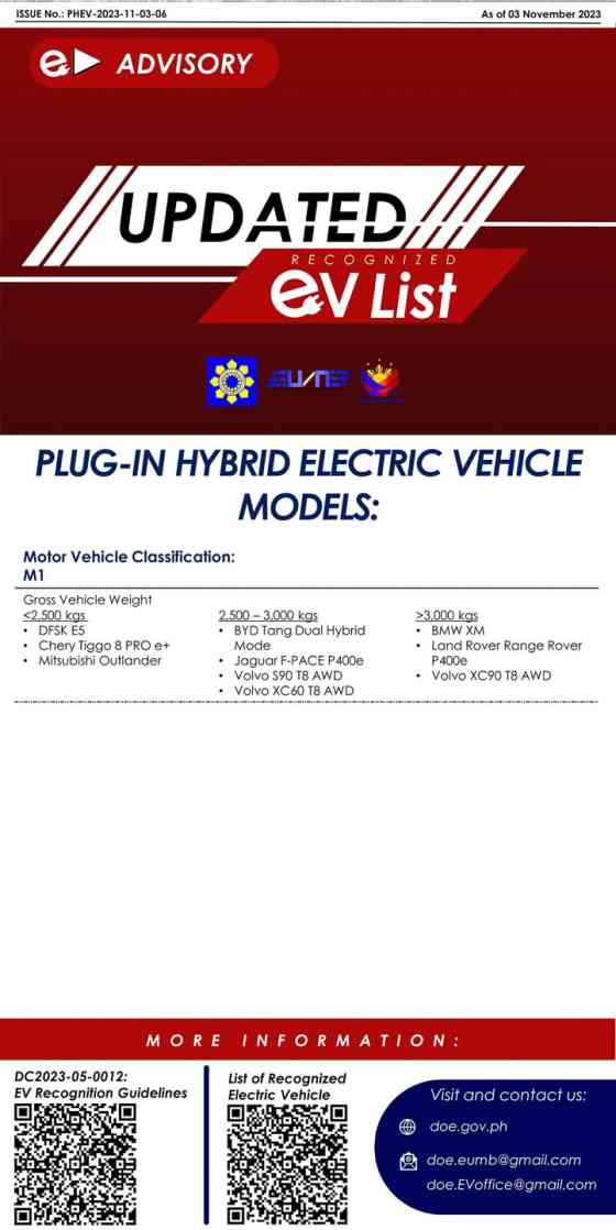 DOE expands officially recognized EV, PHEV and HEV list image