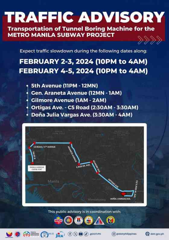 Tunnel boring machine for Metro Manila Subway to cause traffic image