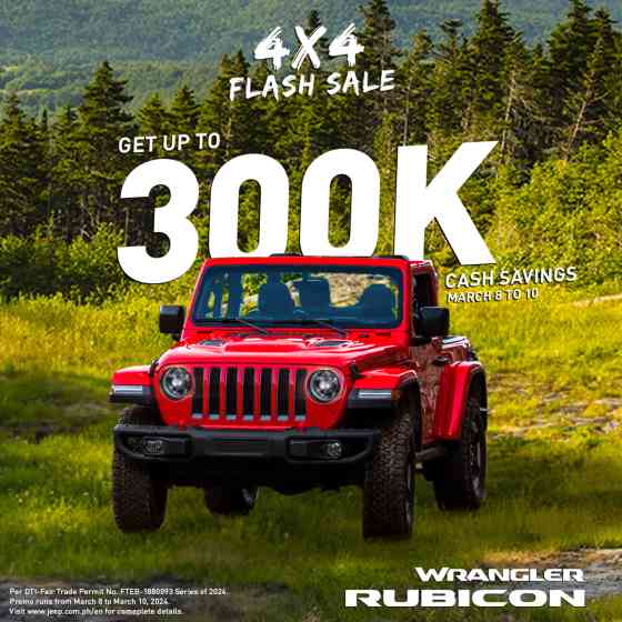 Get up to PHP 600K off in Jeep's 4x4 Flash Sale this weekend image