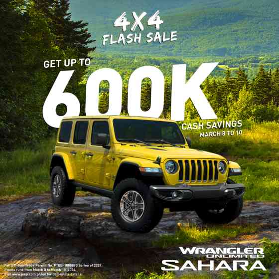 Get up to PHP 600K off in Jeep's 4x4 Flash Sale this weekend image