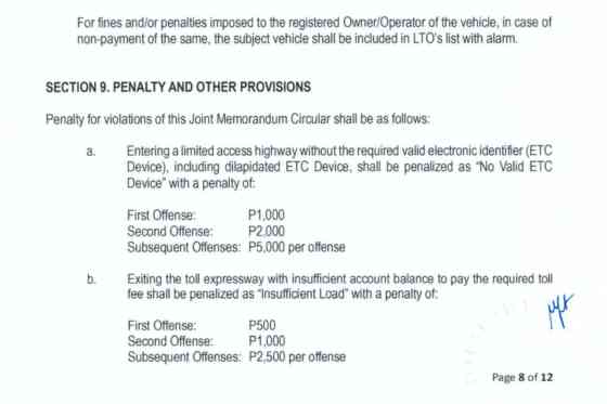 TRB: No RFID, insufficient balance up to PHP5K penalty image