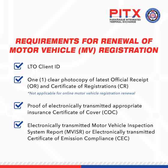 You can now renew your vehicle registration at LTO PITX image