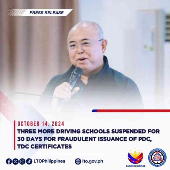 3 more driving schools suspended by LTO for offering &lsquo;Non-appearance&rsquo; image