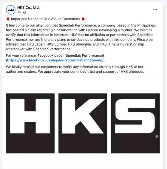 HKS company denies claims of collab with local PH tuning shop image