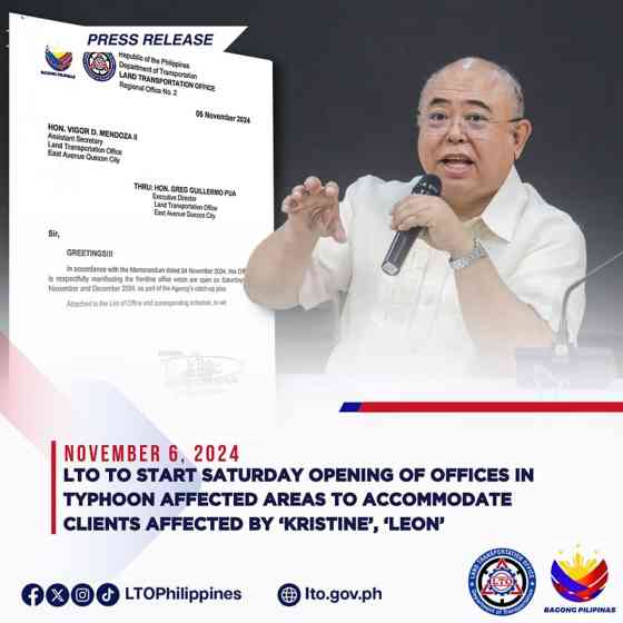 LTO to open offices on Saturdays in typhoon-affected areas image
