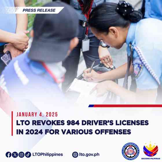 LTO has revoked over 980 driver&rsquo;s licenses in 2024 image