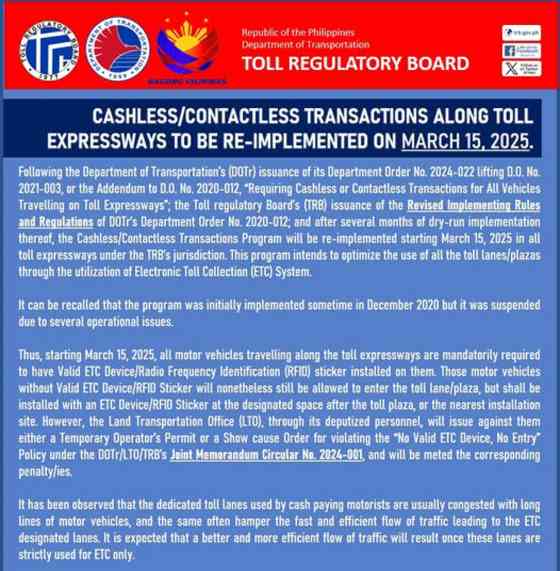 TRB: Total cashless toll collection on expressways returns March 15 image