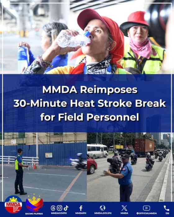 MMDA gives field personnel 30-minute 'heat stroke break' image