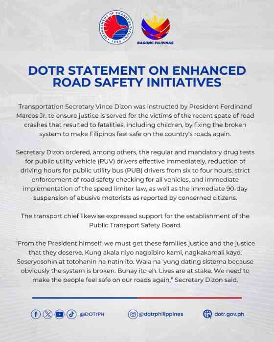 DOTr: All PUV drivers required to undergo mandatory drug testing image