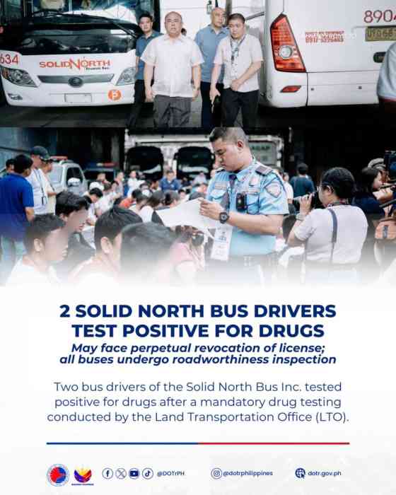 DOTr: 2 Solid North drivers found positive in drug test image