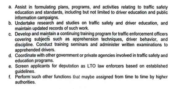 LTO realigns scopes, duties of Traffic Safety Division image