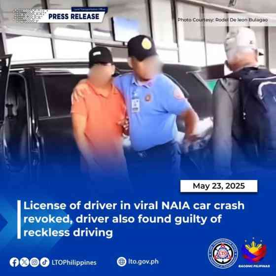 NAIA car crash driver license revoked, guilty of Reckless Driving image