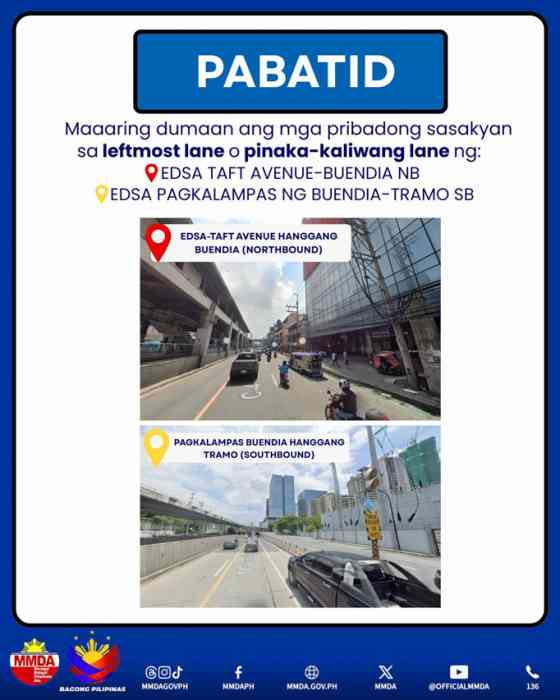 MMDA: EDSA &lsquo;bus lane&rsquo; along Pasay-Makati open to all motorists image
