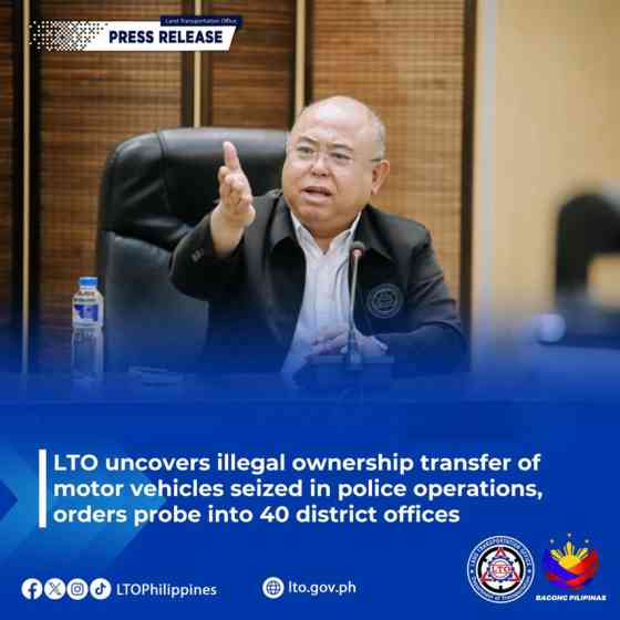 40 LTO offices under investigation for illegal Transfer of Ownership modus image