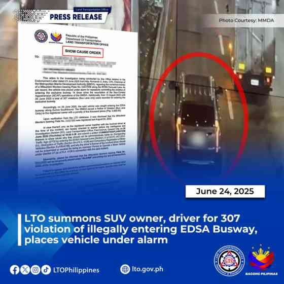 Owner and driver wanted by LTO for violating EDSA busway 307 times image