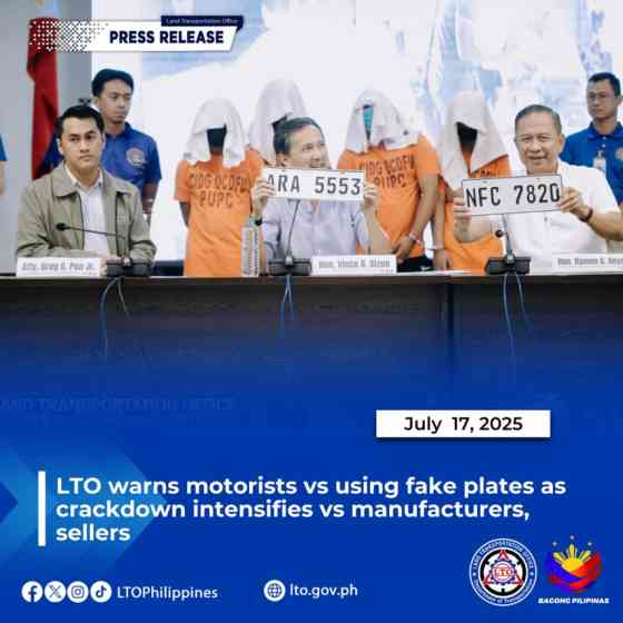 LTO to apprehend motorists with fake license plates, PHP 5K penalty image