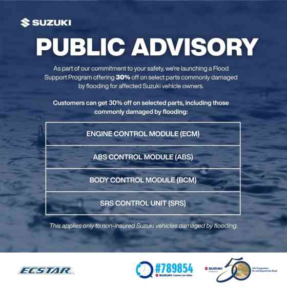 Suzuki Philippines extends help to calamity affected communities, car owners image