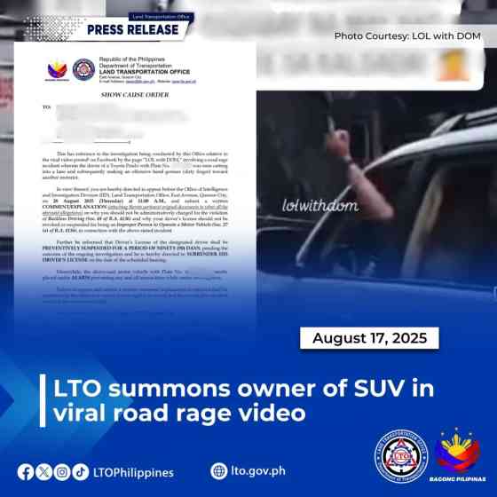 LTO suspends driver for giving the middle finger image