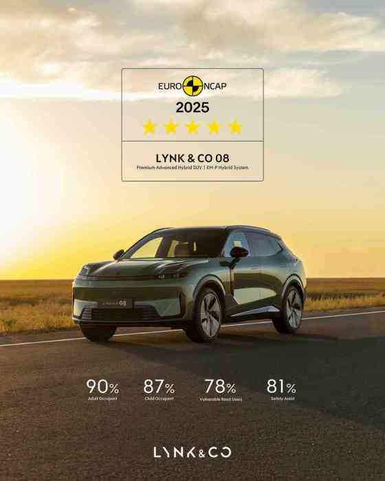 Lynk & Co 08 EM-P awarded 5-star safety rating by EURO-NCAP image