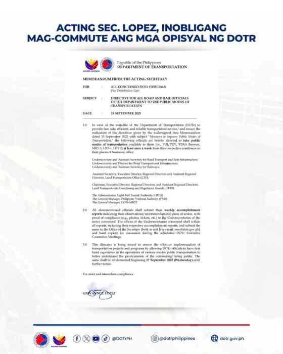 New DOTr memo wants officials to use mass transpo weekly image
