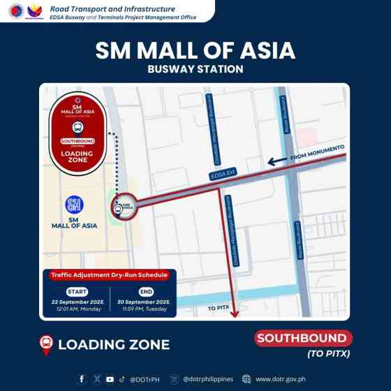 DOTr to add northbound stop at SM MOA Busway Station image