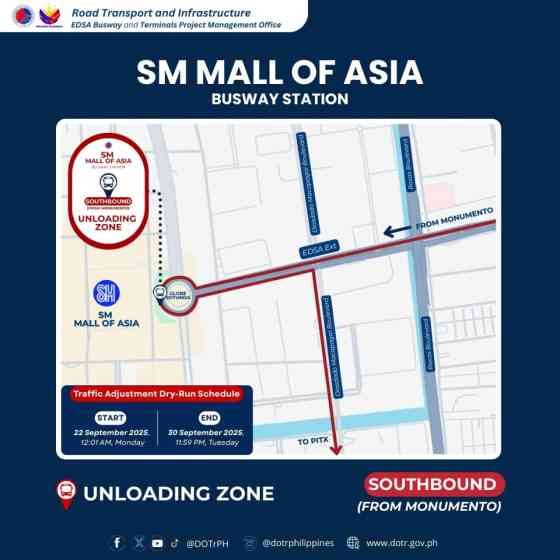 DOTr to add northbound stop at SM MOA Busway Station image