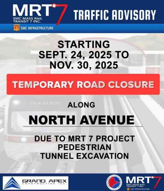 Portion of North Avenue closed Sept. 24 to Oct. 30 due to tunnel excavation image