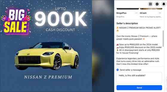 Nissan PH dealers giving up to PHP 900K cash discount on Z sports car image