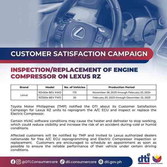 Toyota PH issues recall on Lexus LX700h, RZ image