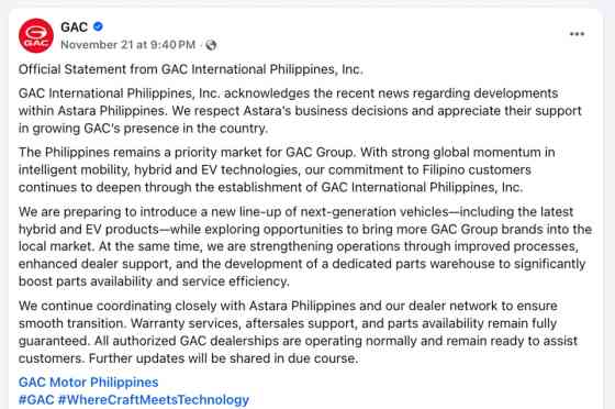 GAC International to take over PH distributorship after Astara exit image