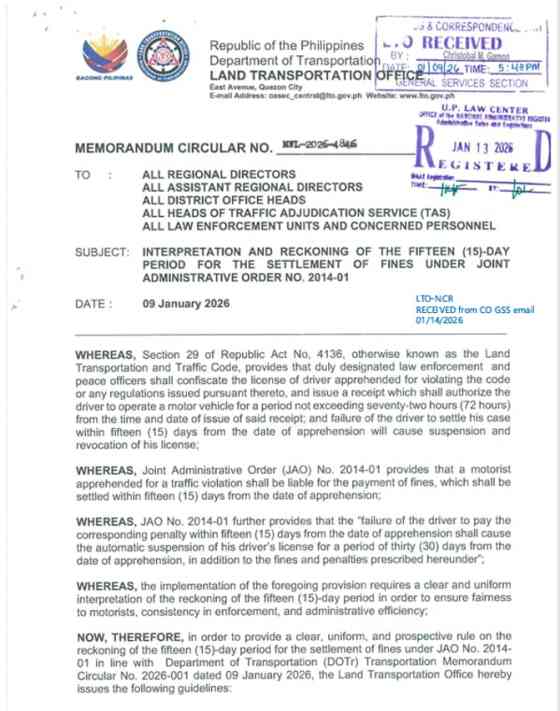 LTO: 15-working day settlement window &lsquo;counted from date of apprehension&rsquo; image