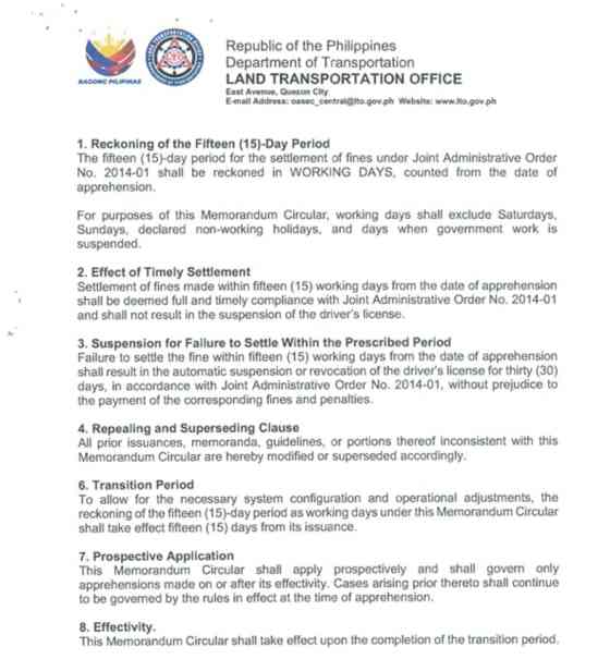 LTO: 15-working day settlement window &lsquo;counted from date of apprehension&rsquo; image