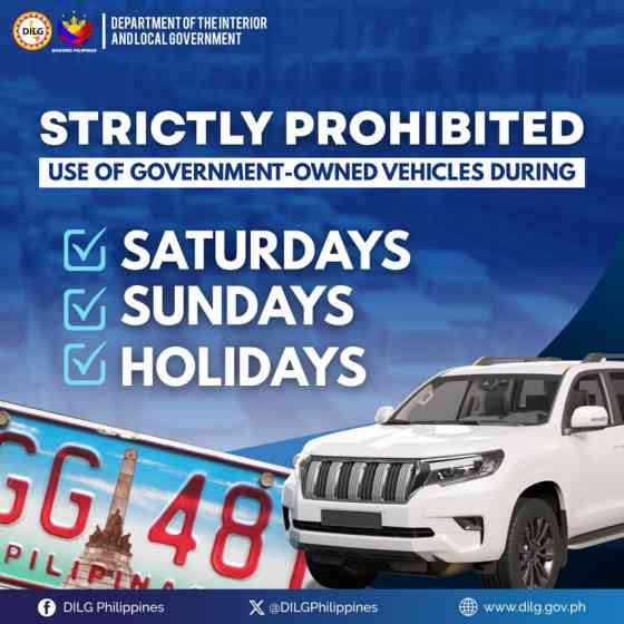 DILG: red plate vehicles cannot be used on weekends, holidays, etc. image