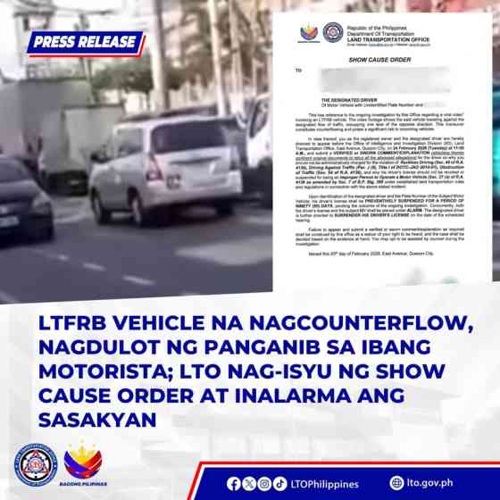 LTFRB fires contractual employee after viral counterflow video image