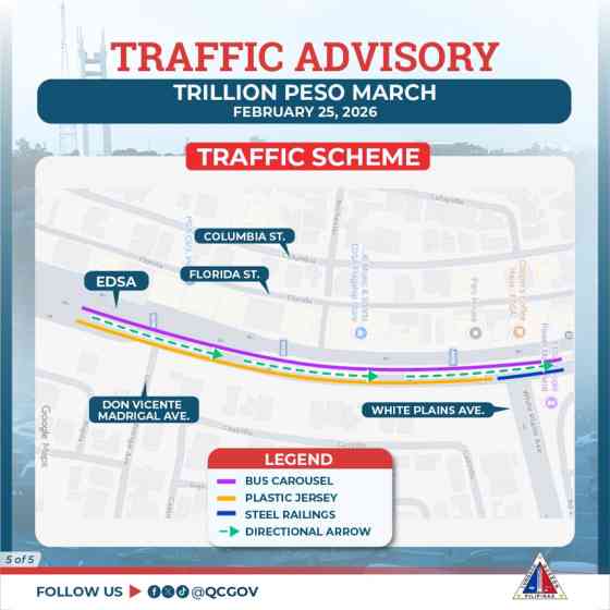 Expect heavy traffic along EDSA due to &lsquo;Trillion Peso March III&rsquo; image